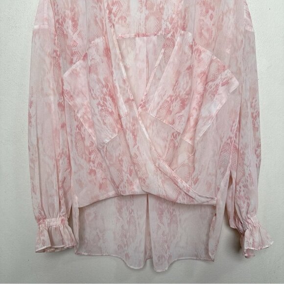 Allsaints Womens 4 Snake Print Wrap Sheer Pink Blouse - Picture 8 of 14